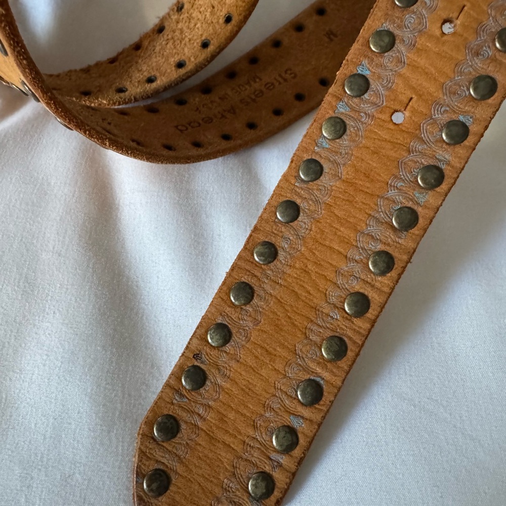 Leather studded handmade belt